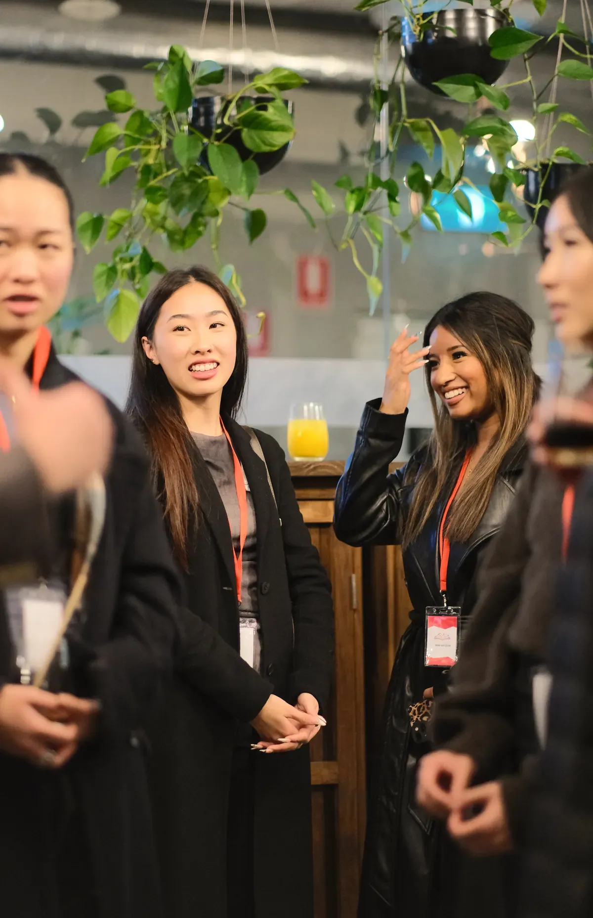 Two members talking during a break at the live event